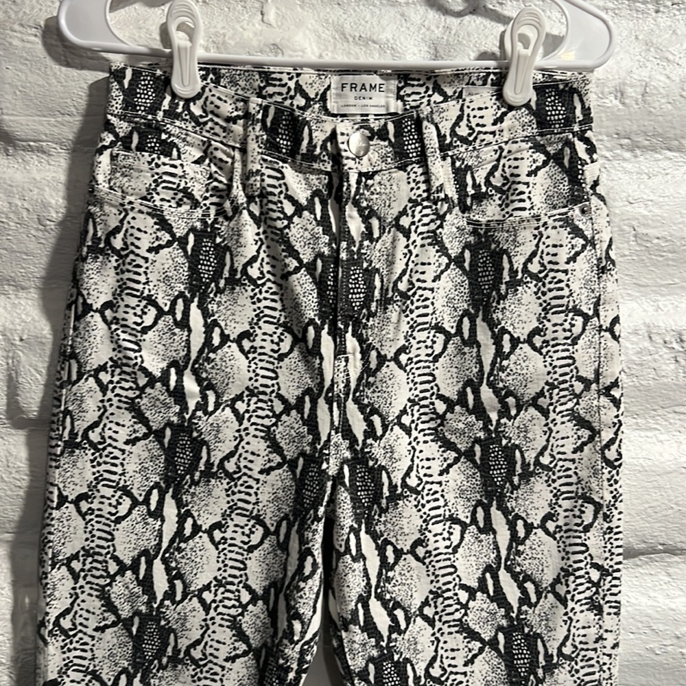Frame Ali High-Rise Python-Print Cigarette Jeans - image 4